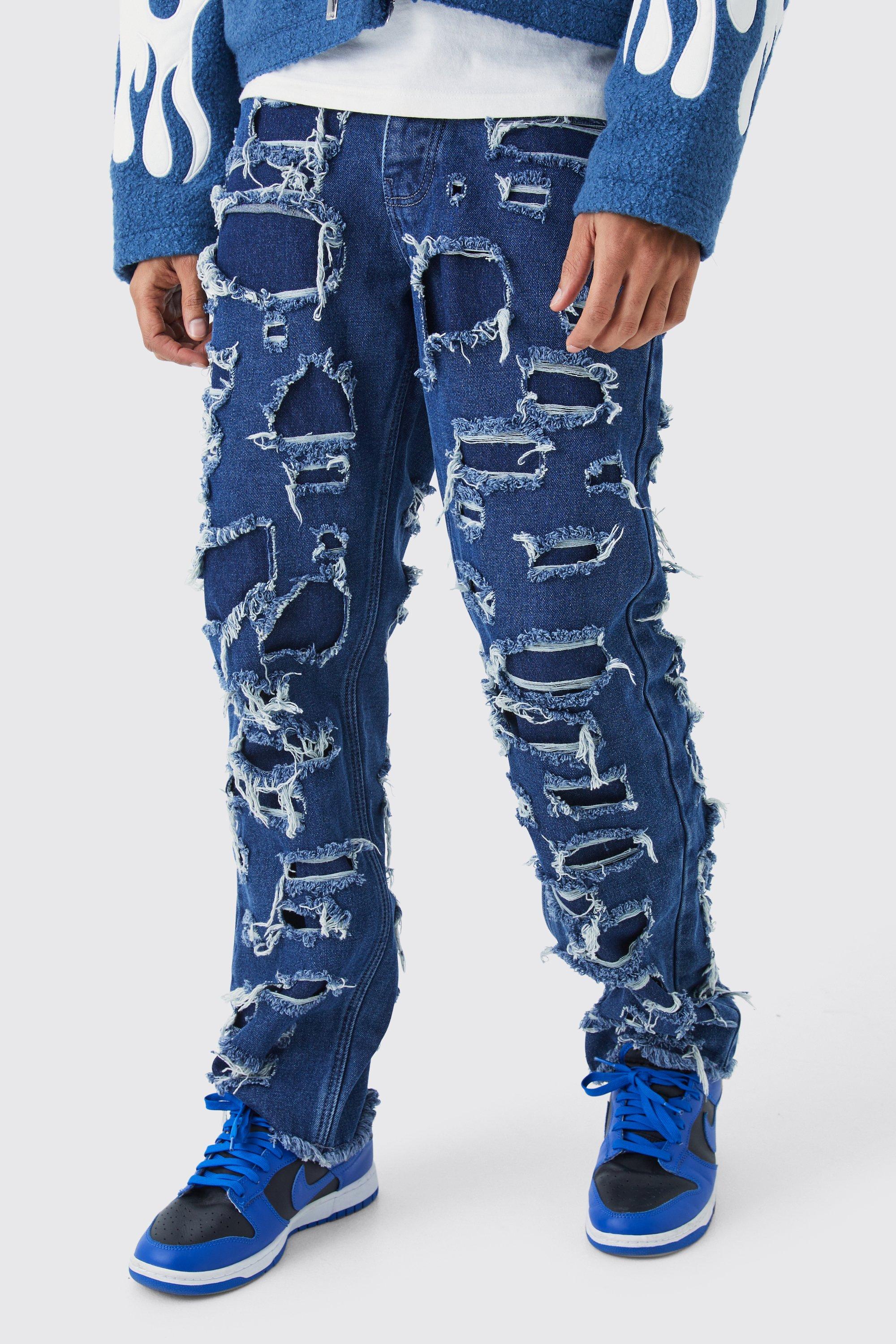 Relaxed Rigid Extreme Ripped Jeans | boohooMAN USA